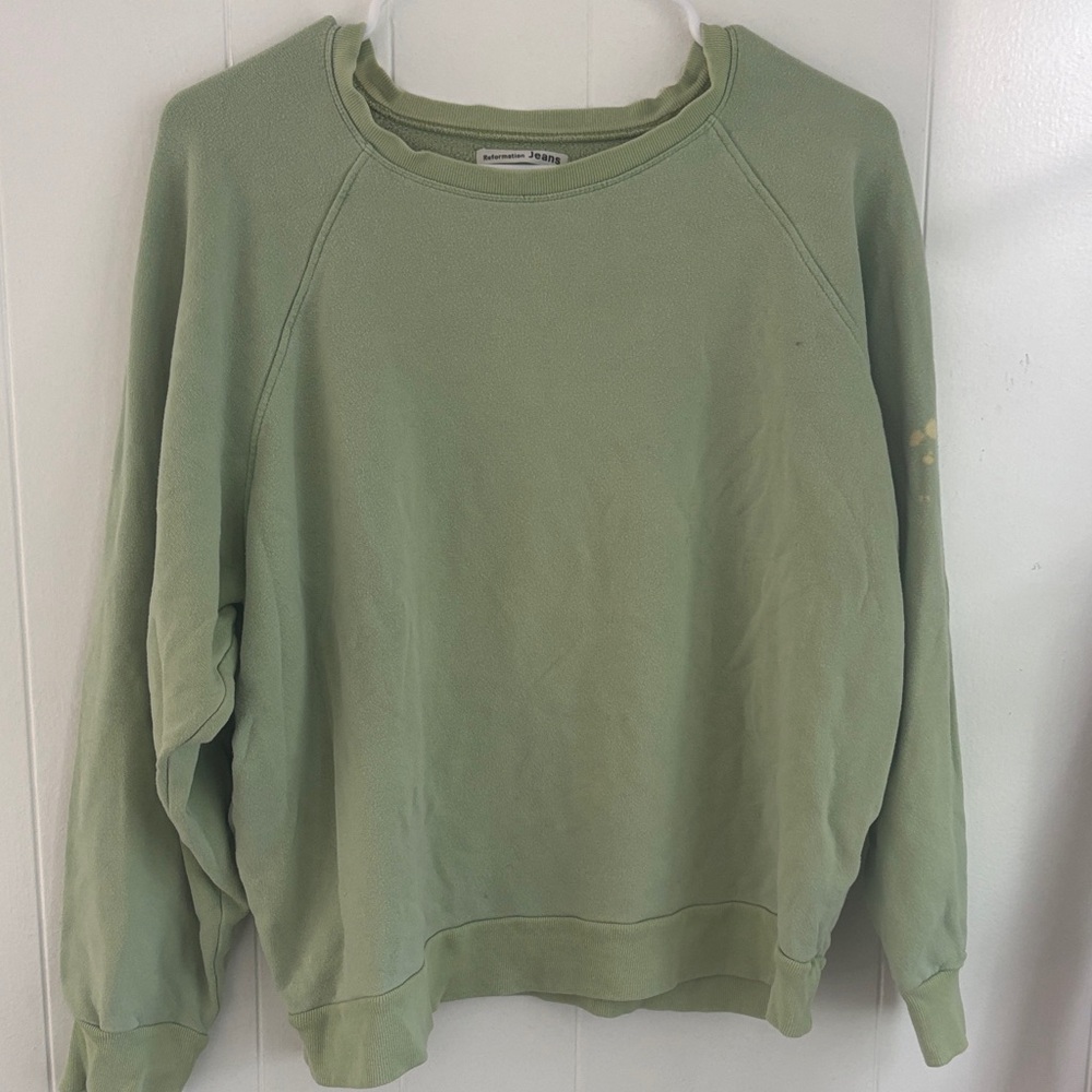 Reformation jeans sweatshirt pale lime green